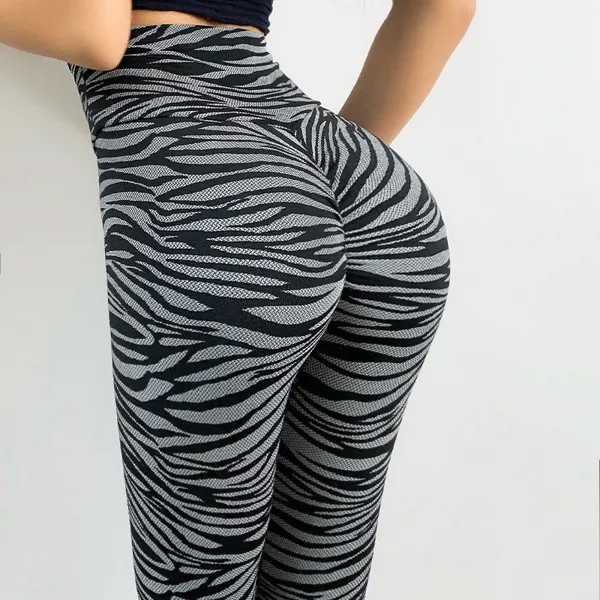Европейские и американские персиковые леопардовые штаны для фитнеса женские облегающие леггинсы с высокой талией одежда для бега Штаны Дл...