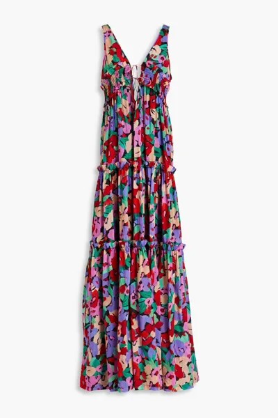 Платье макси из вуали Myla с присборками из хлопка и шелка Nicholas, многоцветный
