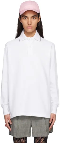 Белая футболка-поло с зубчатым краем We11done