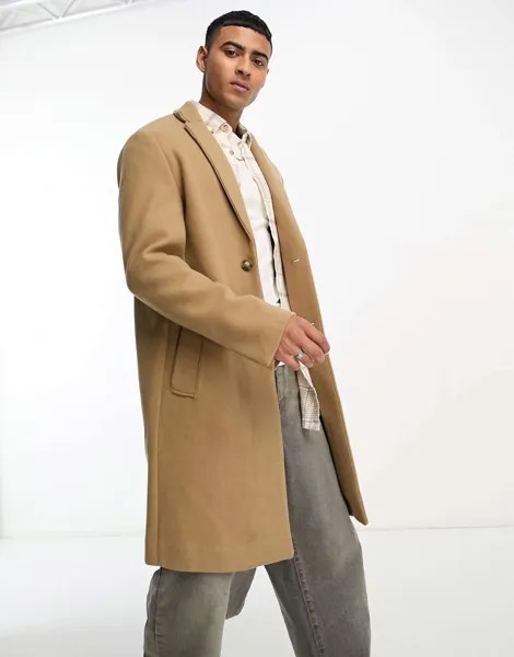 Пальто светло-коричневого цвета Pull&Bear