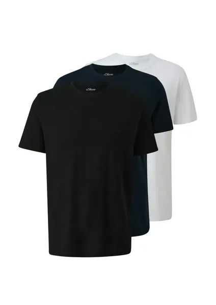 Футболка S.Oliver с круглым вырезом, цвет (Grey/Black, White, Blue)
