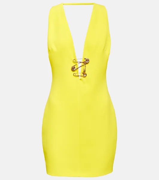 Шелковое мини-платье Safety Pin VERSACE, желтый