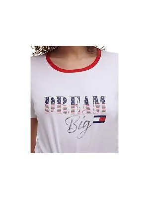 TOMMY HILFIGER SPORT Женская белая футболка из хлопковой смеси с короткими рукавами и круглым вырезом, M