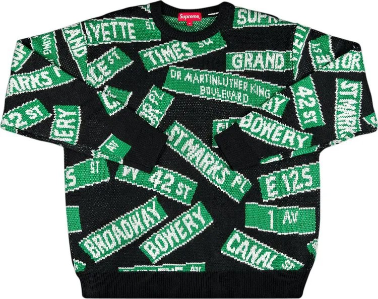 Свитер Supreme Street Signs Sweater 'Black', черный