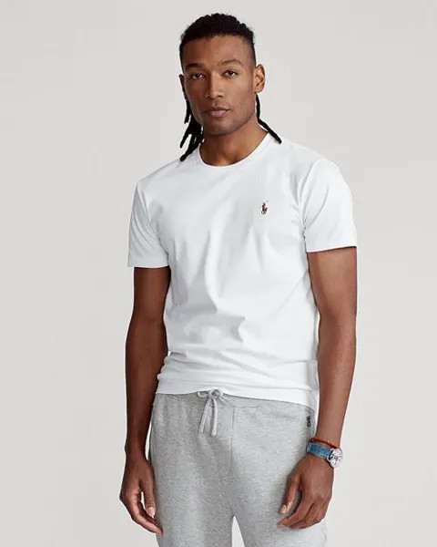 Хлопковая футболка с вышитым логотипом Polo Ralph Lauren, цвет White