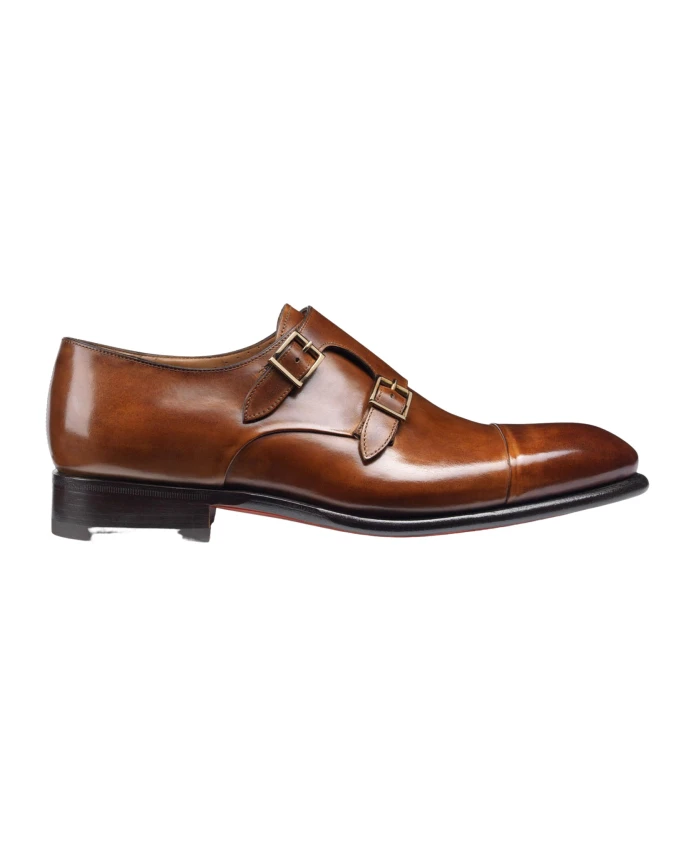 Классические кожаные туфли монки Santoni, коричневый
