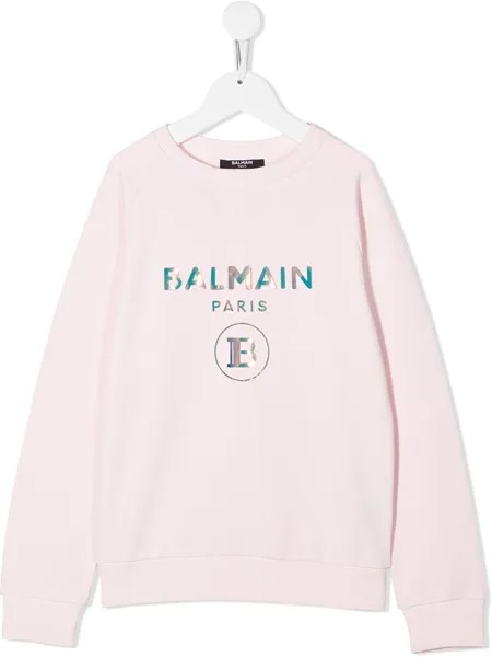 Balmain Kids толстовка с блестящим логотипом