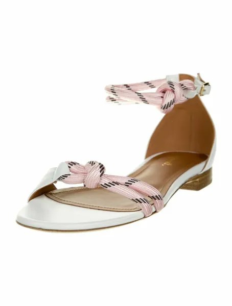 MALONE SOULIERS Бело-розовые кожаные сандалии Fenn Luwolt с ремешком на щиколотке 7US 37IT