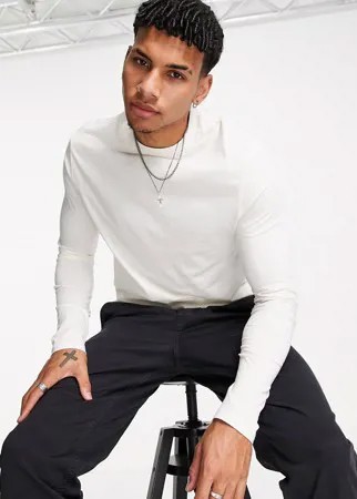 Кремовый лонгслив с круглым вырезом ASOS DESIGN-Белый