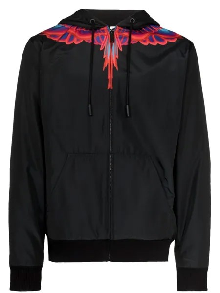 Marcelo Burlon County of Milan куртка с капюшоном и принтом Curved Wings, черный