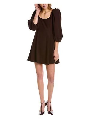 REBECCA TAYLOR Женское коричневое мини-коктейльное мини-платье с рукавами-пуфами на подкладке + расклешенное платье 6
