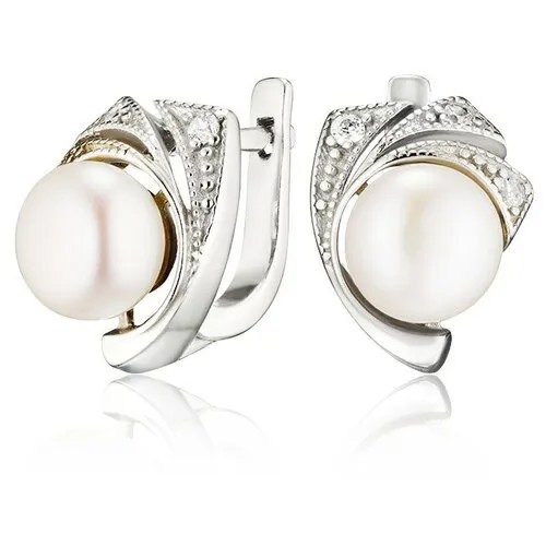 Серьги Ювелир Карат, серебро, 925 проба, жемчуг, фианит
