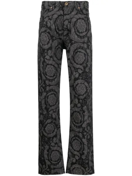 Versace джинсы Barocco Silhouette с узором, серый
