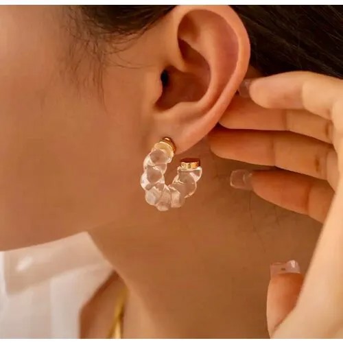 Серьги конго  Прозрачные, бесцветный, серебряный
