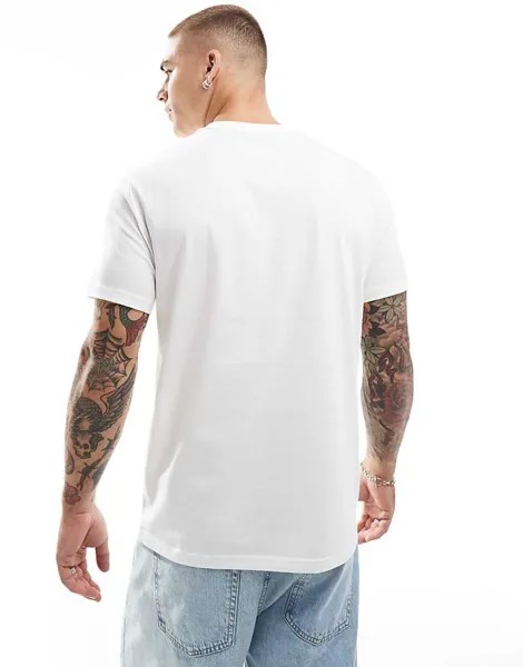Fred Perry – белая полосатая футболка с принтом лаврового венка