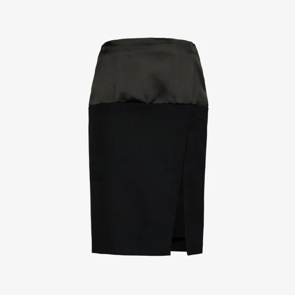 Мини-юбка из смесовой шерсти с контрастной вставкой Givenchy, черный