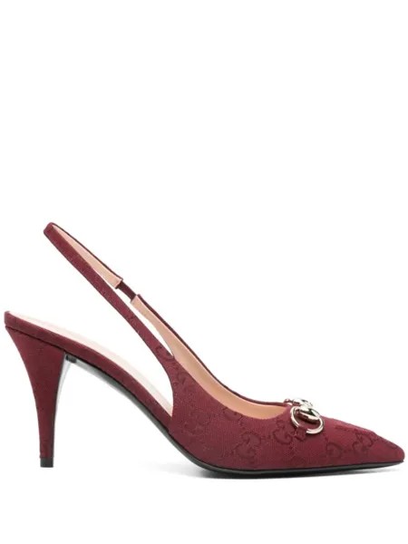 Туфли-лодочки Gucci Horsebit 85 мм с открытой пяткой, красный