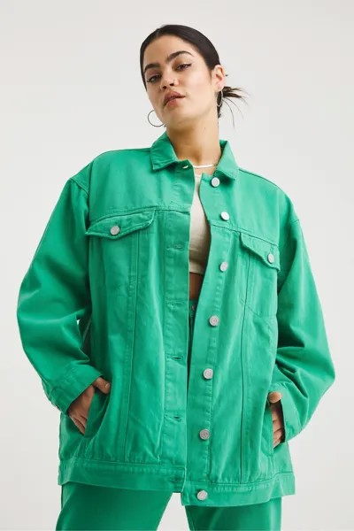 Зелёная джинсовая куртка бойфренда Simply Be, зеленый