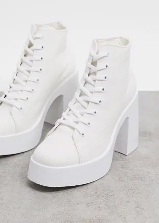 Белые парусиновые ботинки на шнуровке ASOS DESIGN-Белый