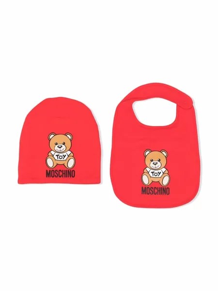 Moschino Kids комплект Toy Bear из шапки бини и нагрудника