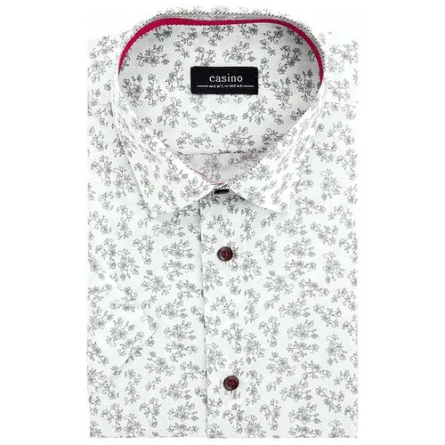 Рубашка мужская короткий рукав CASINO c133/05/511/Z/1p, Полуприталенный силуэт / Regular fit, цвет Белый, рост 174-184, размер ворота 40