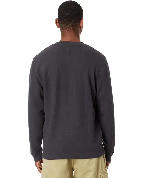 Футболка Madewell Textured Long-Sleeve Henley Tee, цвет Cool Obsidian
