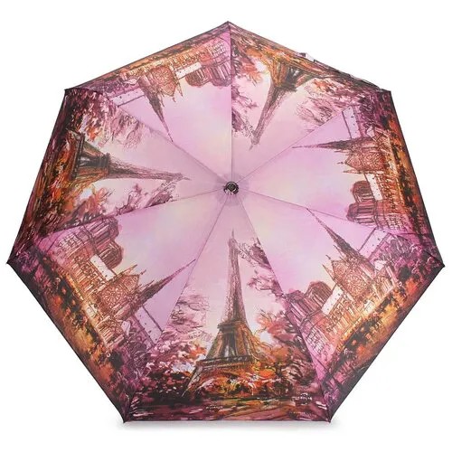 Зонт LeKiKO, автомат, 3 сложения, купол 87 см., 7 спиц, чехол в комплекте, для женщин, розовый