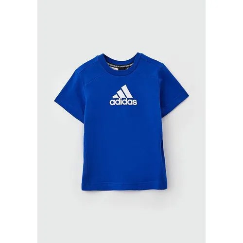 Футболка adidas, размер 128, синий, белый