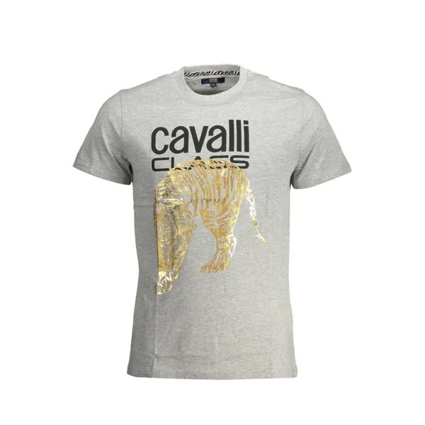 Хлопковая мужская футболка Cavalli Class, серый