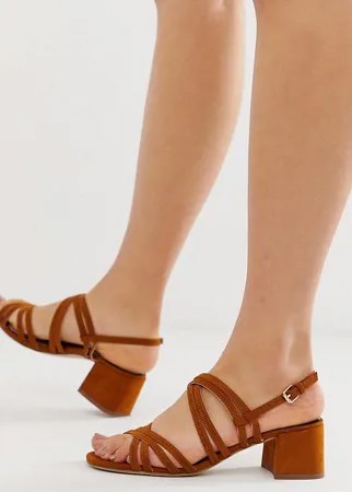 Светло-коричневые босоножки на каблуке с ремешками Miss Selfridge-Светло-коричневый