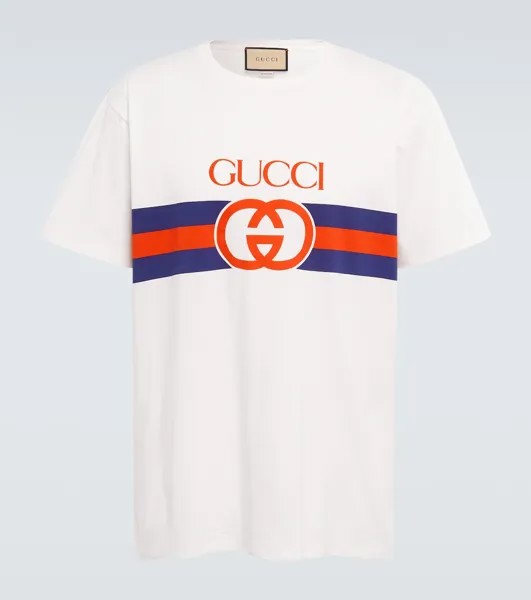Хлопковая футболка с логотипом Interlocking G Gucci, белый