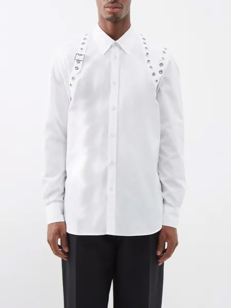 Рубашка из хлопкового поплина с декором harness Alexander McQueen, белый
