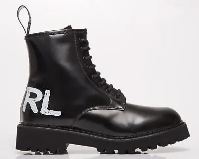 Ботинки Karl Lagerfeld Troupe Brush Logo Boot Hi Womens Black Leather Shoes Сапоги