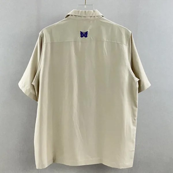 Рубашка для мужчин и женщин, блузка в стиле оверсайз с карманами, на пуговицах, в стиле High Street, 1:1, абрикосовая игла, бабочка