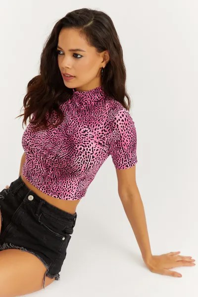 Женская блузка с полуводолазкой фуксии и леопардовым узором Cool & Sexy, розовый