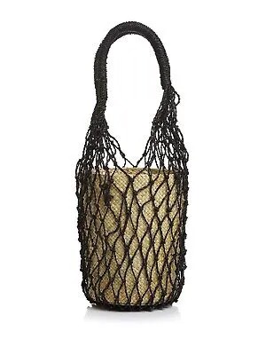 Бежевая женская сумка-ведро из соломенной сетки AQUA с двойным плоским ремешком