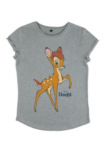 Футболка с принтом Bambi Big Bambi Disney, меланжево-серый