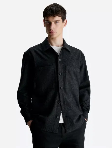 Рубашка Calvin Klein Wool Blend Button-Down, черный