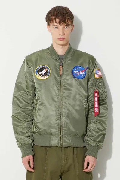 Куртка-бомбер НАСА MA-1 VF Alpha Industries, зеленый