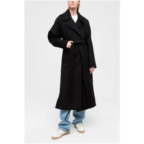 Пальто  KOKO, шерсть, силуэт свободный, средней длины, размер S, черный