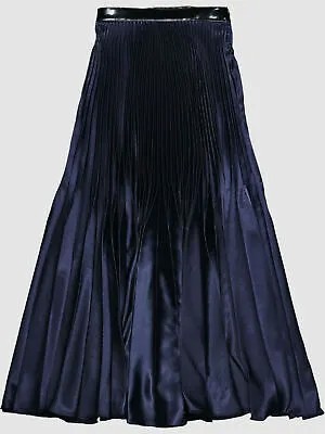 CHRISTOPHER KANE Женская темно-синяя юбка трапециевидной формы со складками и молнией на талии 8