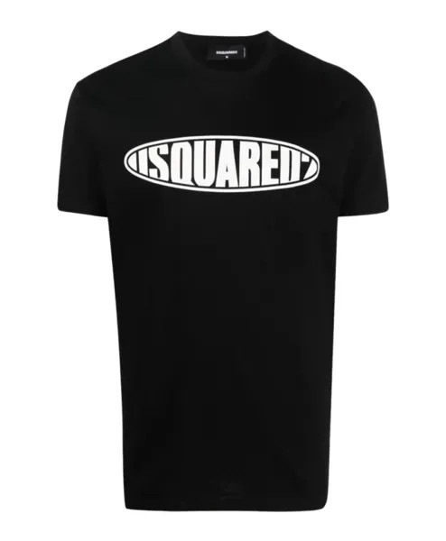 Хлопковая футболка S с надписью логотипом Dsquared2, черный