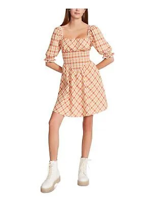 BETSEY JOHNSON Женское платье с оранжевой отделкой в клетку и пышными рукавами с короткими рукавами + расклешенное платье XXL