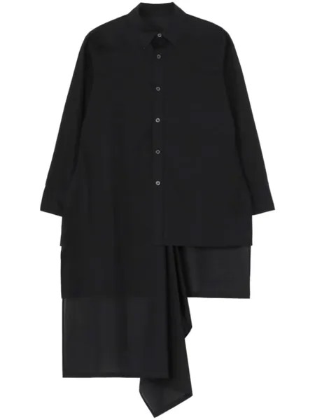 Многослойная хлопковая рубашка Yohji Yamamoto, черный