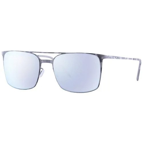 Солнцезащитные очки Italia Independent, прямоугольные, оправа: металл, с защитой от УФ, зеркальные, серый