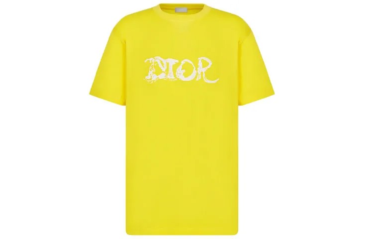 Ежеквартальные новинки Футболка мужская желтая Dior, желтый