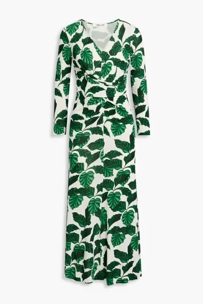 Платье миди Timmy из джерси со сборками и принтом Diane Von Furstenberg, зеленый