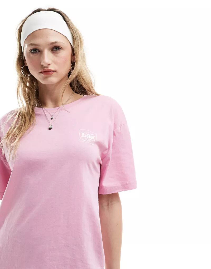 Розовая футболка свободного кроя с логотипом Lee Box
