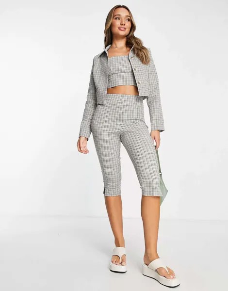 Укороченная куртка мини в клетку Topshop Coord