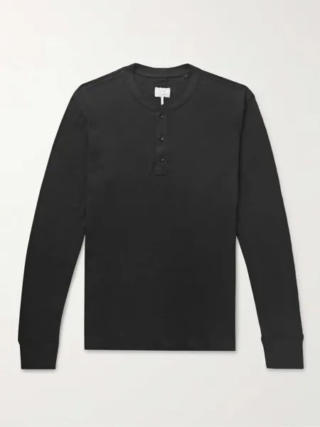 Футболка Henley из хлопкового джерси RAG & BONE, черный